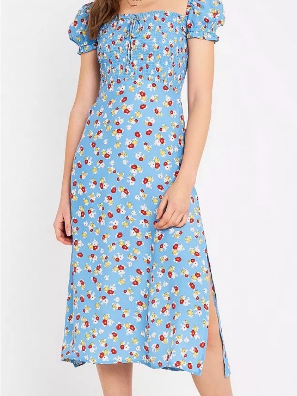 Faithfull the Brand Light Blue Floral Long Sleeve Dress